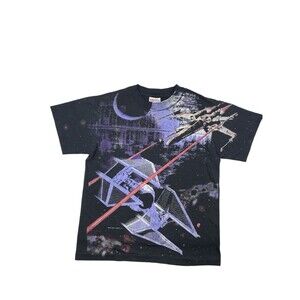 Star Wars 1996 Shirt X-wing TIE Interceptor Death Star All Over Print Kids 14-16